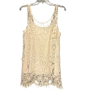 St Tropez West Crochet Top Size Large Cream 2 Pc Boho - Picture 1 of 5