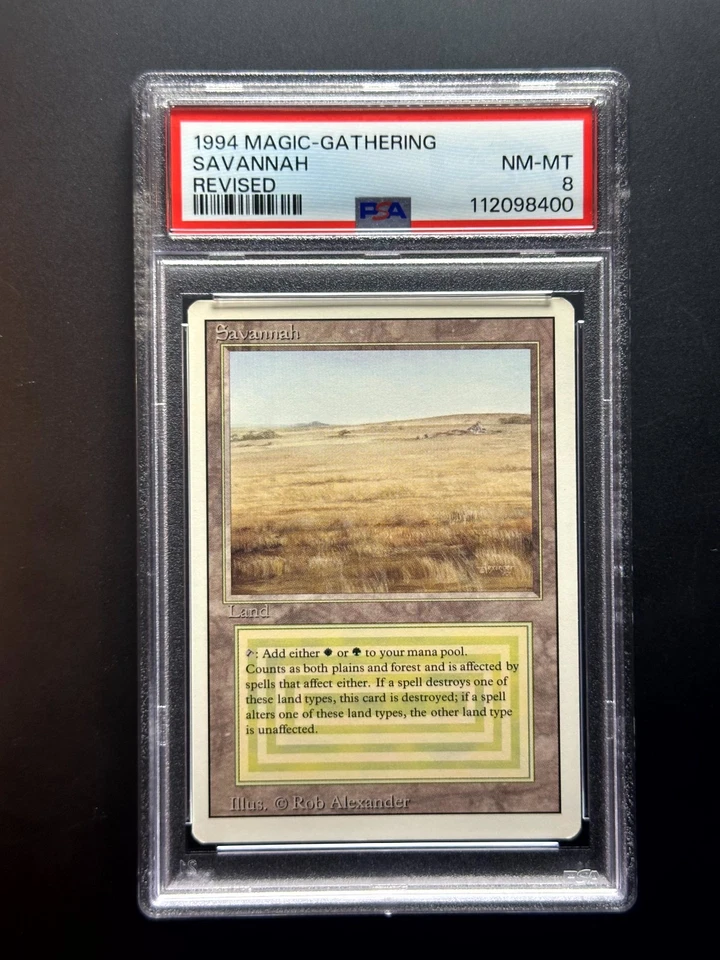 Savannah - Dual Land - Revised - 1994 Magic the Gathering Trading Card MTG PSA 8 - Image 1 of 2