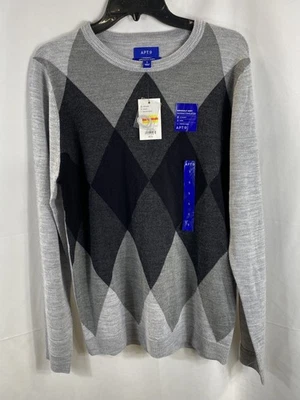 Apt 9 Womens Gray Argyle Seriously Soft Pullover Merino Sweater Small New Tags - Image 1 of 4