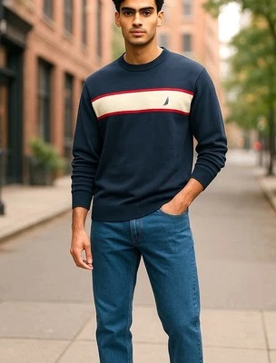 Nautica Men’s Large Sweater Blue Long Sleeves Pullover NWT - Image 1 of 4