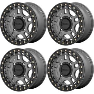 4 ATV/UTV Wheels Set 14in KMC KS240 Recon Beadlock Gray 4/156 38mm 550 - Picture 1 of 4