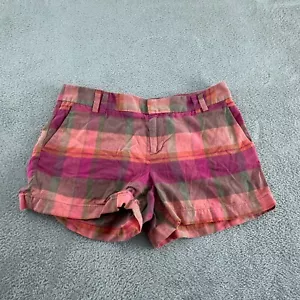 Ann Taylor Loft Womens Plaid Linen-Cotton Blend Shorts Size 6 Pink/Green 2242 - Picture 1 of 9