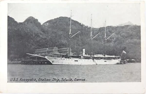 Scarce 1910 U.S.S. Annapolis Docked at Tutuila, Samoa Postcard - Picture 1 of 2