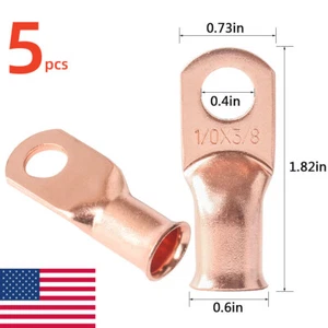5 Stck. Stärke 1/0 3/8 Zoll Batteriekabel Enden Kabelschuhe Loch Kupfer Ring Klemmen Draht USA - Bild 1 von 9