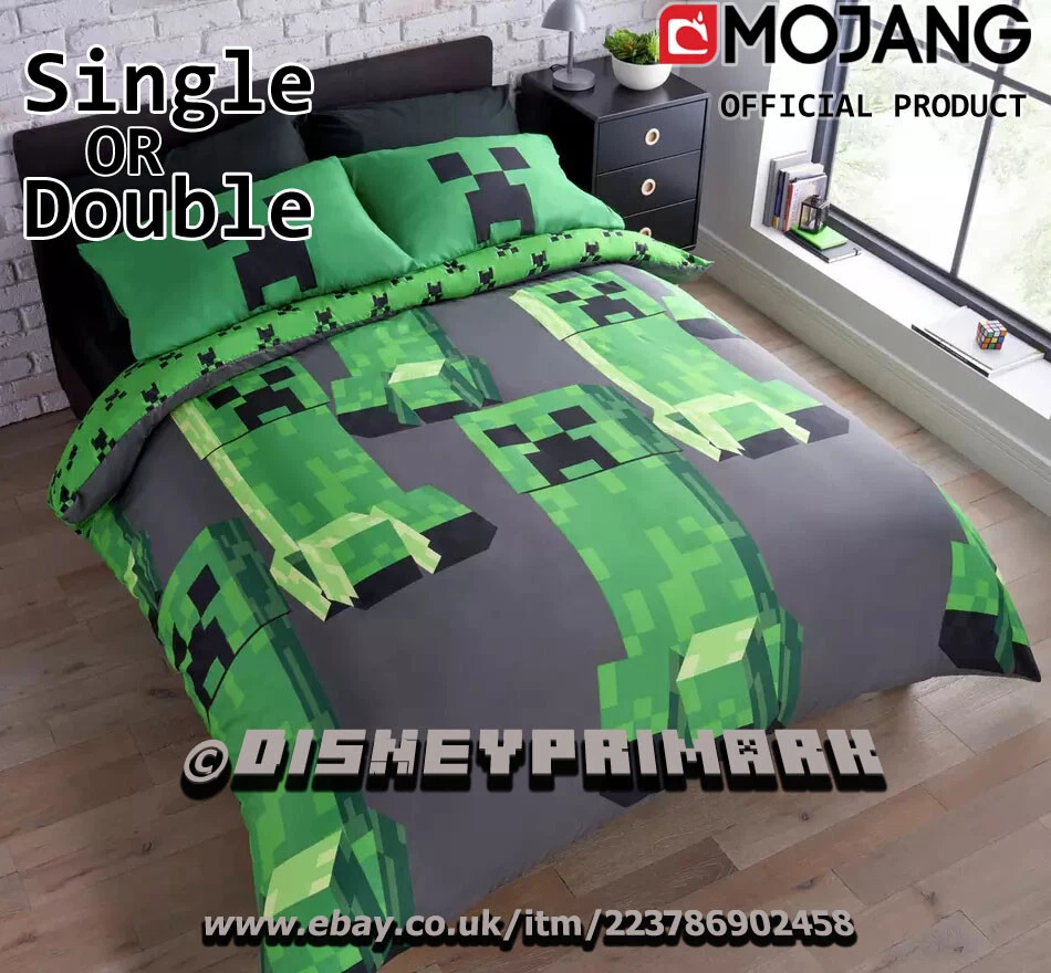 Official MINECRAFT CREEPER Duvet Cover Set Reversible Enderman Gaming Gamer Kids