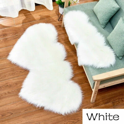 Alfombra de lana de imitación doble corazón mullida alfombras de felpa manta alfombra decoración del hogar acogedora Foto 1 de 4