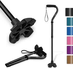 Adjustable Cane for Men & Women - Lightweight & Sturdy Offset Walking Stick - W/ - Picture 1 of 12
