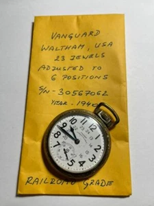 Vanguard Waltham 23 Jewel Railroad Grade Pocket Watch - Picture 1 of 7
