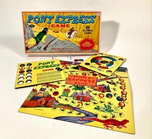 Vintage 1950's PONY EXPRESS BOARD GAME, Cowboys, Indians, Western Toy - Picture 1 of 12