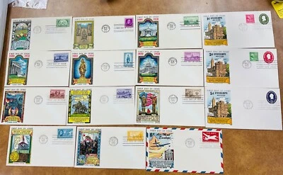 1950  YEAR SET  15 Fluegel FDCs  Multi-color cachets. 987-997 , U532-4, UC18. - Image 1 of 3