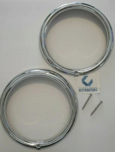 Chrome Headlight Trim Rings w/ Screws Volkswagen T1 Bug & Super Beetle 1967-1979 - Picture 1 of 3