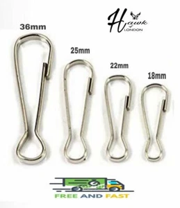 10-1000 SILVER LANYARD CLIPS CARABINER CLASPS KEY RING LEAD BADGE 18 22 27 36mm - Picture 1 of 11