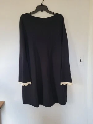 Valentino Mod Mini Bell Dress Scalloped Long Sleeves Black White Large - Image 1 of 4