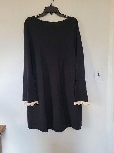 Abito Valentino Mod Mini Bell Smerlato Maniche Lunghe Nero Bianco Large