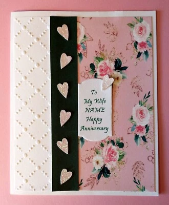 Tarjeta de aniversario de boda para esposa con nombre personalizado y verso interior incluido Foto 1 de 4