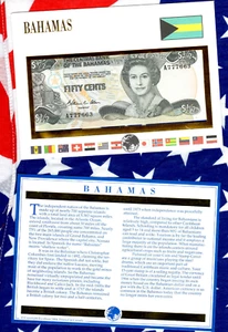 Billetes electrónicos de todas las naciones Bahamas 50 centavos 1984 P-42 UNC Lucky A777663 Allen - Imagen 1 de 3