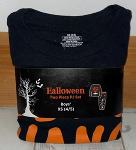 Halloween Two Piece PJ Pajama Set size XS 4/5 - Let’s Hang Out/Bats/Pumpkins NEW - Picture 1 of 5