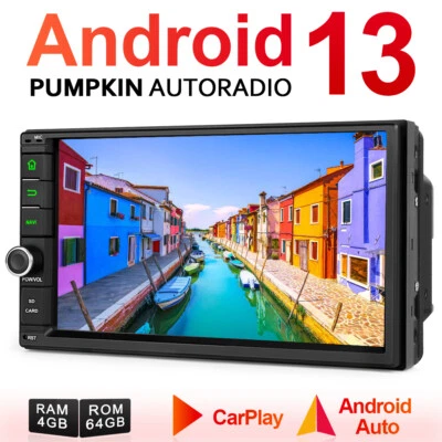 Pumpkin Android 13 Autoradio 2 DIN GPS Navi 4GB 64GB DAB+ Carplay WiFi Bluetooth - Bild 1 von 4
