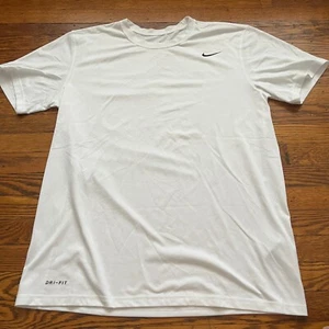 Nike Shirt Men's Large White Short Sleeve Dri Fit Casual Active Training - Picture 1 of 7