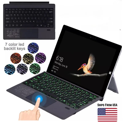 For Microsoft Surface Pro 3 4 5 Pro 7 Pro 6 Backlit Wireless Bluetooth Keyboard - Image 1 of 4