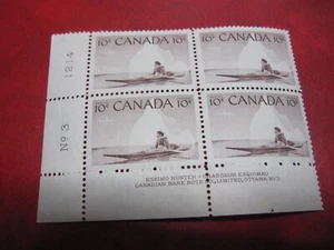 CANADA Unitrade# 351 10c ESKIMO HUNTER LL PLATE 3 MNH - Picture 1 of 1