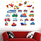 Cartoon Car Aircraft Ferry Wall Stickers for Kids Room Bedroom Nursery Home