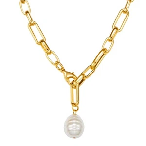 luluandjane Damen Perlen-Kette Metall-Legierung Muschelkernperle 42,5 cm - Bild 1 von 4