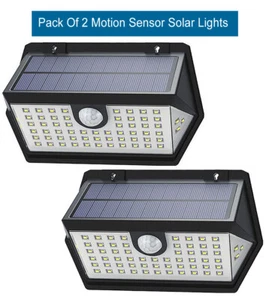 Pack Of 2 Solar-Powered Motion-Activated LED Light With 63 LED Beads Water Proof - Picture 1 of 7