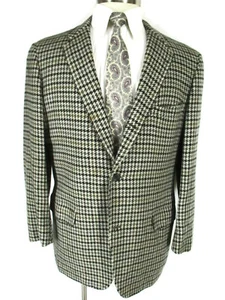 Southwick Vtg 50s Mens Grey Guncheck 3 Btn Cashmere Sack Blazer 42R USA Made - Picture 1 of 5