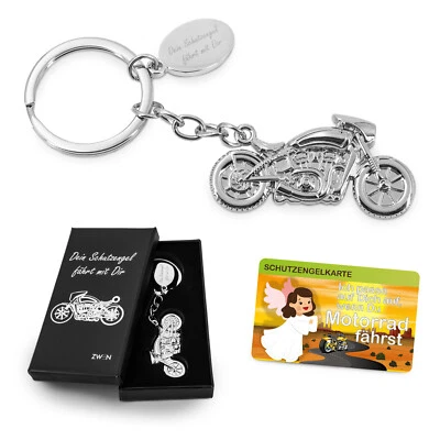 ZWEN Motorrad Schlüsselanhänger Schutzengel - Geschenk zum Führerschein Motorrad