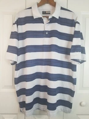 Callaway Mens Sz XL Opti Dri Polo Shirt Blue Stripe Short Sleeve Golf Dry Links - Image 1 of 4