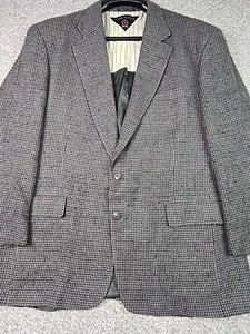 Vintage Tommy Hilfiger Jacket Mens 44R Grey Houndstooth Blazer Coat Business - Picture 1 of 23