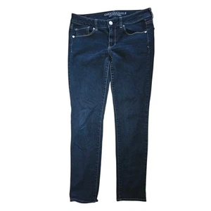 Pantalones de mezclilla ajustados para mujer American Eagle Outfitters lavado oscuro talla 8 - Imagen 1 de 6