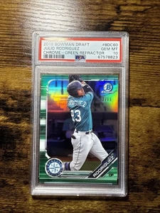 2019 BOWMAN CHROME DRAFT JULIO RODRIGUEZ ROOKIE GREEN REFRACTOR /99 PSA 10 - Picture 1 of 2