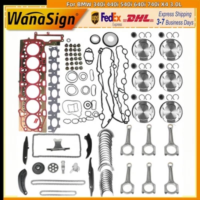 B58B30A Engine Rebuild Overhaul Kit For BMW 340i 440i 540i 640i 740i X4 3.0L - Imagem 1 de 4