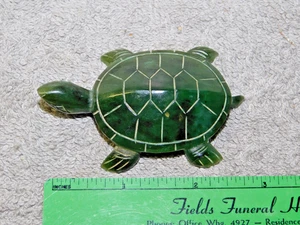 VINTAGE CARVED JADE JADEITE TURTLE 2.5" ANIMAL CUTE DETAILED FIGURE - Picture 1 of 8