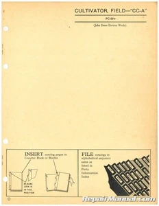 Used John Deere CC-A Field Cultivator Parts Manual - Picture 1 of 1