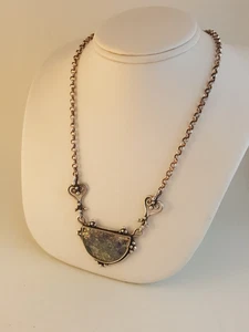 Bruria Israel Antiguo Romano Cristal Plata Esterlina Collar Iridiscente - Imagen 1 de 13