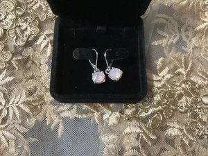 Swarovski BELLA Mini drop earrings Round cut, Pink, Rhodium plated 5724290 - Picture 1 of 8