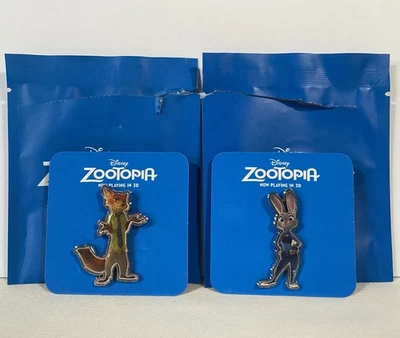 Disney 2016 AMC Stubs Member Exclusive Zootopia Nick Wilde Judy Hopps Pin Lot - Image 1 of 2