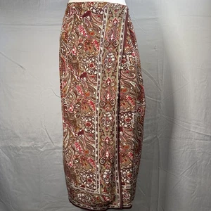 Vintage Charter Club Seide Maxi Wickelrock Damen 6 braun Paisley zeitlos schick - Bild 1 von 10