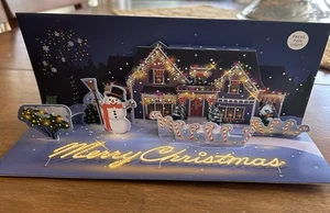 3D Pop Up Panoramic Light-Up Greeting Card House Lights Up Holiday Lights - Picture 1 of 5