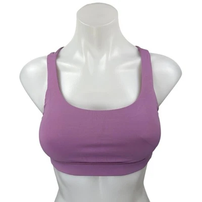 Sujetador deportivo deportivo deportivo Lululemon púrpura cuello redondo entrecruzado con tiras de yoga talla 4 Foto 1 de 3
