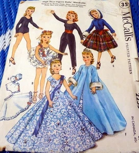 *GRAN PATRÓN DE COSTURA ROPA MUÑECA TACÓN ALTO 10 1/2" AÑOS 50 DE COLECCIÓN 2255 - Imagen 1 de 2