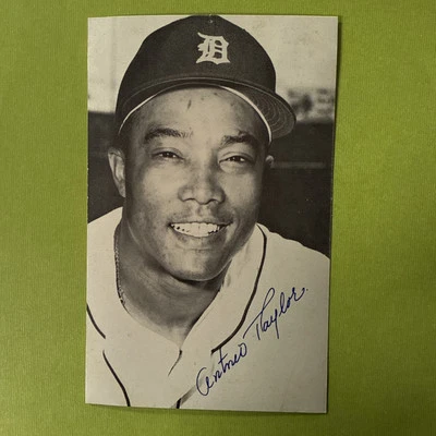 Vintage Detroit Tigers Baseball Autographed Postcard Size Photo Tony Taylor - Image 1 of 2