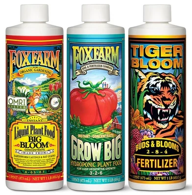 Fórmula Hidro Trio de Nutrientes Líquidos: Big Bloom, Grow Big Hydro y Tiger Bloom -... Foto 1 de 4