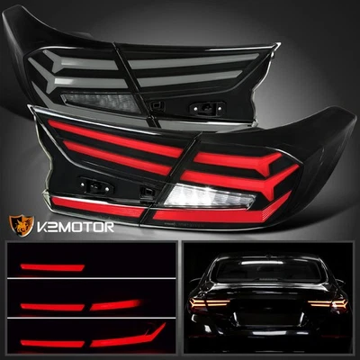 Black/Smoke Fits 2018-2022 Honda Accord Sedan Tail Lights LED Sequential Signal Foto 1 de 4