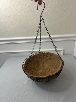 Metal Hanging Basket With Coconut Liner Material 12” Across And 5” Deep - Image 1 of 4