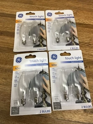 8 GE Touch light Clear Blunt Tip Light Bulbs 40 W  E12 Candelabra Base Old Style - Image 1 of 2