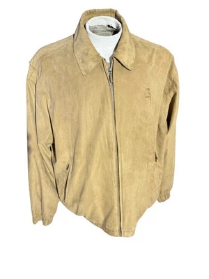Weatherproof Suede Bomber Jacket XL Tan Absolut Vodka Promo Embroidered 44  - Image 1 of 4
